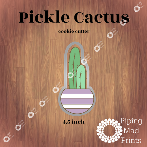 Pickle Cactus 3D Printed Cookie Cutter - 3.5 inch