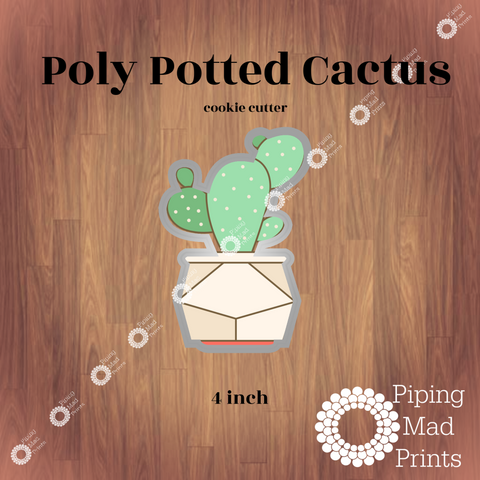 Poly Potted Cactus 3D Printed Cookie Cutter - 4 inch