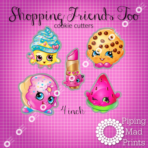 Shopping Friends Too 3D Printed Cookie Cutter Set of 5 - 4 inch