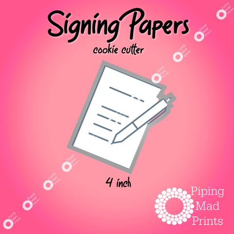 Signing Papers 3D Printed Cookie Cutter - 4 inch